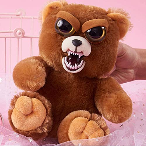 LHMYPP Brauner Bär mit Gesichtswechsel, lustig, Plüschtier, hässlich, kleines Haargummi, Plüschpuppe, Terror Plüsch, kurze Tiere, Plüsch, Spielzeug für Kinder, Weihnachtsgeschenk von LHMYPP