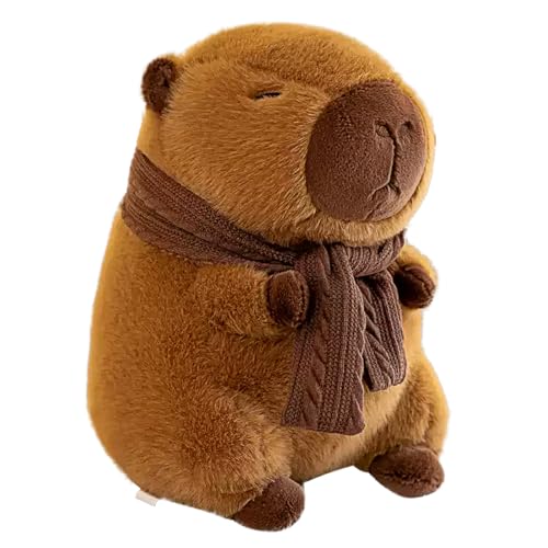 LHOEST Capybara Kuscheltier Groß 25 cm Capybara Plüschtier mit Schal Wasserschwein Kuscheltier Cartoon Stofftier Capybara Plushie Puppen Spielzeug Geschenk Kinder Niedliche Wasserschwein Plüschtier von LHOEST