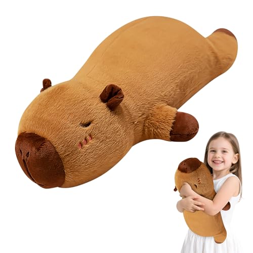 LHOEST Capybara Kuscheltier Kissen Lang 45 cm Capybara Plüschtier Groß Kawaii Plüschtier Capybara Kissen Lang Wasserschwein Kuscheltier Stofftier Capybara Plushie Puppen Spielzeug Geschenk Kinder von LHOEST