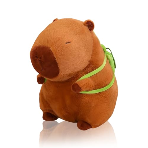 Capybara Kuscheltier 23 CM Capybara Plüschtier mit Schildkrötenrucksack Niedliche Wasserschwein Kuscheltier Stofftier capybara Plushie Puppen Spielzeug Geschenk Kinder Cartoon Wasserschwein Plüschtier von LHOEST