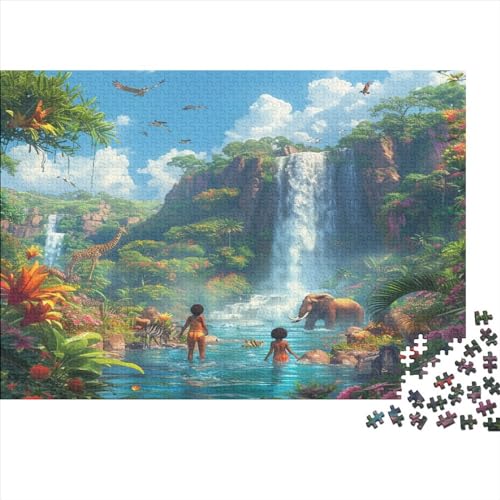 Jungle View 1000 Teile Puzzle Puzzlespiel Qualität Verlässlich Jungle Scenery Und Kinder in Bewährter Spielzeug Geschenk Kinder Ab 14 Jahren 1000pcs (75x50cm) von LHOUIYERTE