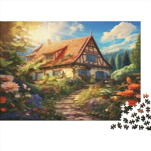 Mountain Village Cottage 1000 Stück Puzzles Puzzlespiel Qualität Verlässlich The House on The Hill Und Kinder in Bewährter Lernspiel Kinder Ab 14 Jahren 1000pcs (75x50cm) von LHOUIYERTE