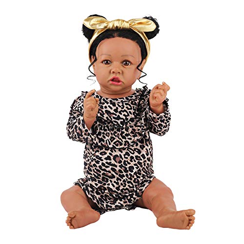 55,9 cm weiches Vinyl-Silikon, schwarzes Mädchen, wiedergeborene Puppe, handgefertigt, Neugeborene Puppen, echt aussehende, lebensechte, wiedergeborene Babypuppe für Kinder ab 3 Jahren 55,9 cm weiches Vinyl-Silikon, schwarzes Mädchen, wiedergeborene Puppe, handgefertigt, Neugeborene Puppen, echt aussehende, lebensechte, wiedergeborene Babypuppe für Kinder ab 3 Jahren von LHSUNTA