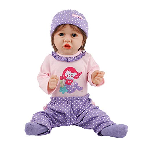 Lebensechte wiedergeborene Babypuppe Mädchen mit lila Anzug 58 cm 22 Zoll weiches Silikon Vinyl Neugeborene Mädchen Babys handgefertigte Kleinkindspielzeug Lebensechte wiedergeborene Babypuppe Mädchen mit lila Anzug 58 cm 22 Zoll weiches Silikon Vinyl Neugeborene Mädchen Babys handgefertigte Kleinkindspielzeug von LHSUNTA