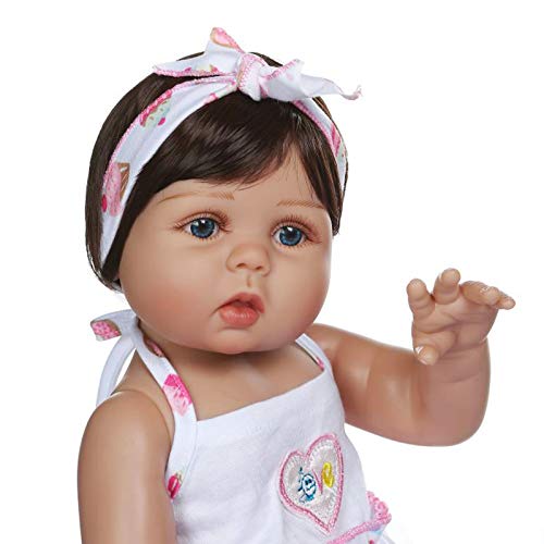 Reborn Dolls Mädchen mit blauen Augen 19 Zoll 48 cm Sieht echt aus Baby Doll Silikon Ganzkörper Neugeborenes weiches Kleinkind Spielzeug Mädchen Geschenk von LHSUNTA