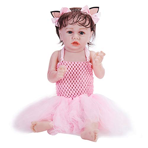 Reborn Puppe Mädchen Schöne Rosa Prinzessin 22 Zoll Realistische Reborn Babys Handgemachte Weiche Silikon Vinyl Neugeborene Puppen Real Life für Alter 3+ Spielzeug Geschenke von LHSUNTA