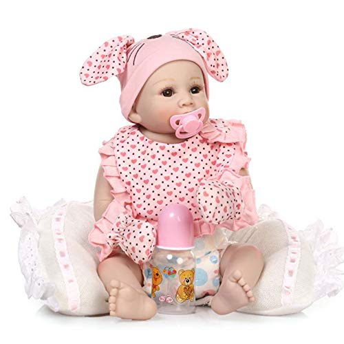 Wiedergeborenes Babypuppenmädchen mit rosa Kleidung, 50 cm (19,6 Zoll), weiches Silikon, Simulationsbabys, Enkelkinder und Großeltern von LHSUNTA
