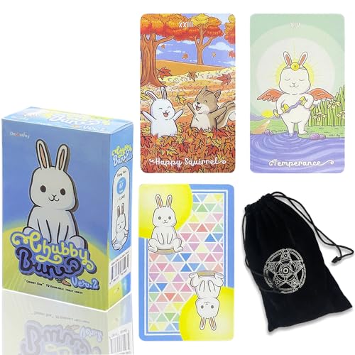 LHTHT Niedliche Kaninchen-Tarotkarten, 79 Tarot-Deck-Karten, Tarotkarten für Anfänger, Wahrsager-Kartenspiel, schwarze Flanelltasche. LHTHT Niedliche Kaninchen-Tarotkarten, 79 Tarot-Deck-Karten, Tarotkarten für Anfänger, Wahrsager-Kartenspiel, schwarze Flanelltasche. von LHTHT