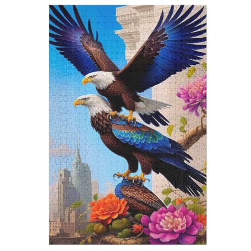 Adler Holzpuzzle 1000 Teile Klassische Puzzles Erwachsene Kinder Puzzle DIY Kit Holzspielzeug Einzigartiges Geschenk 78×53cm von LHXLHXX