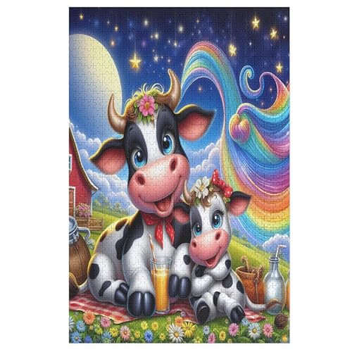 Animal Kuh Puzzle Für Erwachsene,1000-teiliges Puzzles, Für Kinder,Holzpuzzle,Lernspielzeug, 78×53cm Animal Kuh Puzzle Für Erwachsene,1000-teiliges Puzzles, Für Kinder,Holzpuzzle,Lernspielzeug, 78×53cm von LHXLHXX