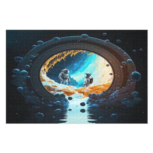 Astronaut Puzzles 1000 Teile Erwachsener Kniffel Spaß Für Die Ganze Familie, Holzpuzzle Kinder Erwachsene, Impossible Puzzle Schwer （75×50cm） von LHXLHXX