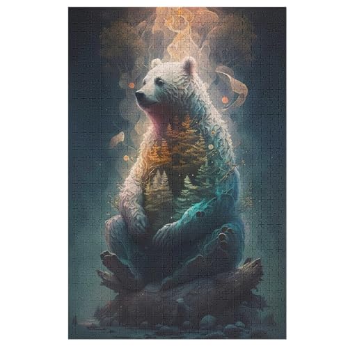 Bär Holzpuzzle 1000 Teile Klassische Puzzles Erwachsene Kinder Puzzle DIY Kit Holzspielzeug Einzigartiges Geschenk 78×53cm von LHXLHXX