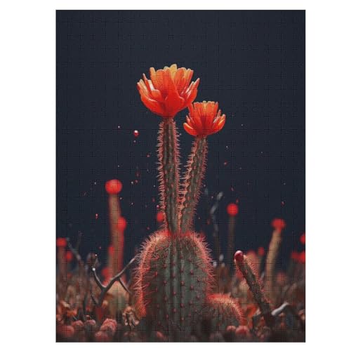 Cactus 500 Teile Premium-Puzzles Für Erwachsene Kinder- Holzpuzzles Spaß Und Lernspiele - Perfekte Puzzle-Geschenke 55×41cm von LHXLHXX