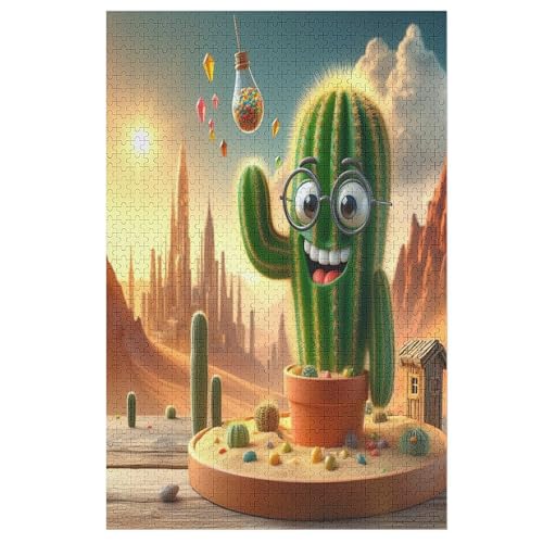 Cactus Holzpuzzle 1000 Teile Klassische Puzzles Erwachsene Kinder Puzzle DIY Kit Holzspielzeug Einzigartiges Geschenk 78×53cm von LHXLHXX