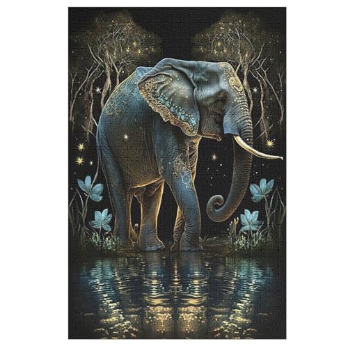 Elefant Holzpuzzle 1000 Teile Klassische Puzzles Erwachsene Kinder Puzzle DIY Kit Holzspielzeug Einzigartiges Geschenk 78×53cm von LHXLHXX