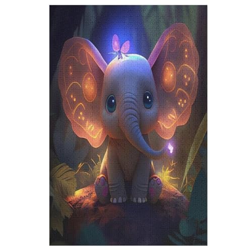 Elefant Holzpuzzle 1000 Teile Klassische Puzzles Erwachsene Kinder Puzzle DIY Kit Holzspielzeug Einzigartiges Geschenk 78×53cm von LHXLHXX
