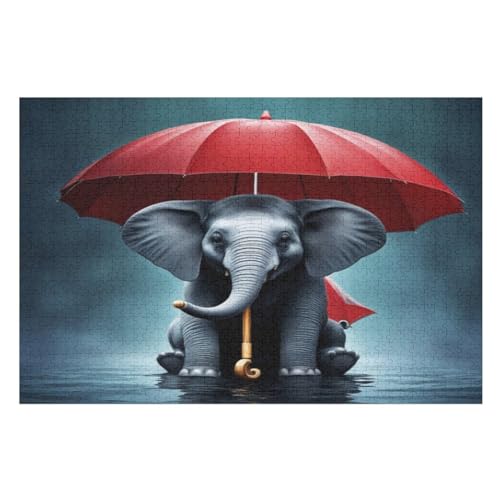 Elefant Holzpuzzle - 1000 Teiliges Jigsaw Knobelspiel - Puzzle Für Erwachsene & Kinder - Outdoor & Reisespielzeug （75×50cm） von LHXLHXX