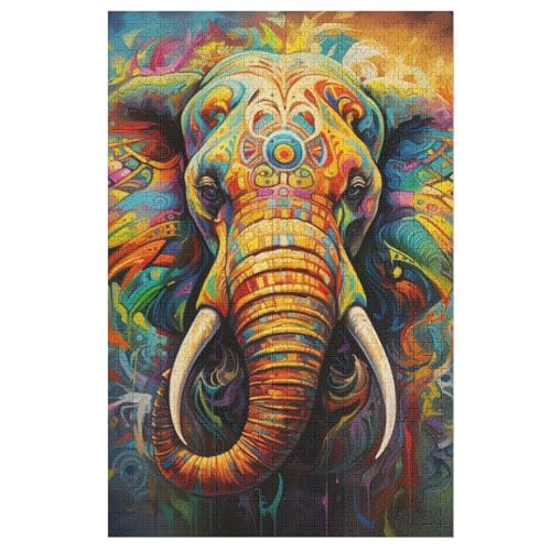 Elephant Holzpuzzle 1000 Teile Klassische Puzzles Erwachsene Kinder Puzzle DIY Kit Holzspielzeug Einzigartiges Geschenk 78×53cm von LHXLHXX