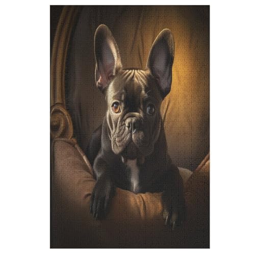 French BullHund -Puzzle, 1000 Teile,Holzpuzzle Für Erwachsene Kinder, Lustiges Spielzeug, Denkspiel, Bildungsspiel, 78×53cm von LHXLHXX