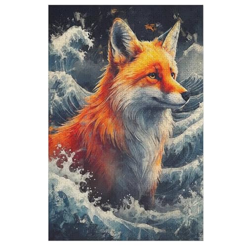 Fuchs Holzpuzzle - 1000 Teiliges Jigsaw Knobelspiel - Puzzle Für Erwachsene & Kinder - Outdoor & Reisespielzeug 78×53cm von LHXLHXX