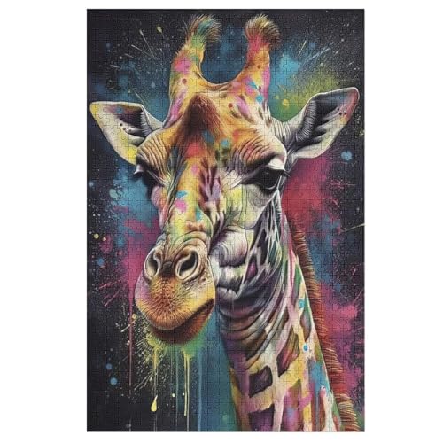 Giraffe Holzpuzzle - 1000 Teiliges Jigsaw Knobelspiel - Puzzle Für Erwachsene & Kinder - Outdoor & Reisespielzeug 78×53cm von LHXLHXX