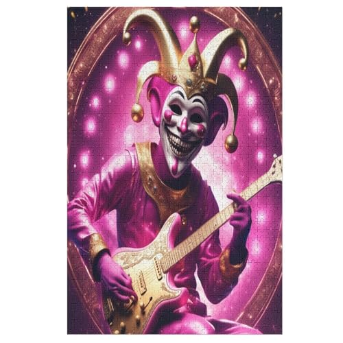 Gitarre Clown Holzpuzzle 1000 Teile Klassische Puzzles Erwachsene Kinder Puzzle DIY Kit Holzspielzeug Einzigartiges Geschenk 78×53cm von LHXLHXX