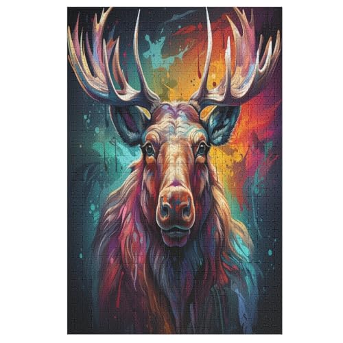 Hirsch Holzpuzzle 1000 Teile, Knobelspiele Für Erwachsene, Teenager, Puzzles Unmögliche - Kinder Puzzle Zimmer Deko 78×53cm von LHXLHXX