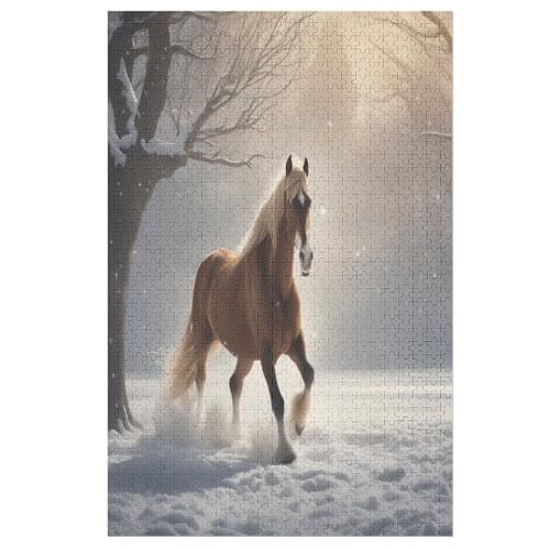 Horse Holzpuzzle 1000 Teile Klassische Puzzles Erwachsene Kinder Puzzle DIY Kit Holzspielzeug Einzigartiges Geschenk 78×53cm von LHXLHXX