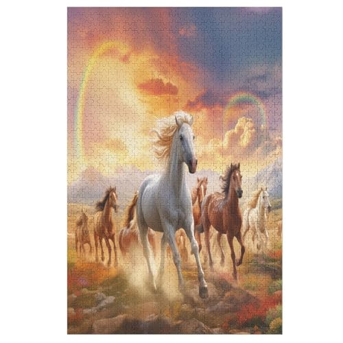 Horse Holzpuzzle 1000 Teile Klassische Puzzles Erwachsene Kinder Puzzle DIY Kit Holzspielzeug Einzigartiges Geschenk 78×53cm von LHXLHXX