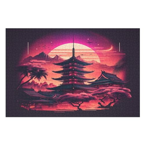 Japanischer Stil Puzzles 1000 Teile Erwachsener Kniffel Spaß Für Die Ganze Familie, Holzpuzzle Kinder Erwachsene, Impossible Puzzle Schwer （75×50cm） von LHXLHXX