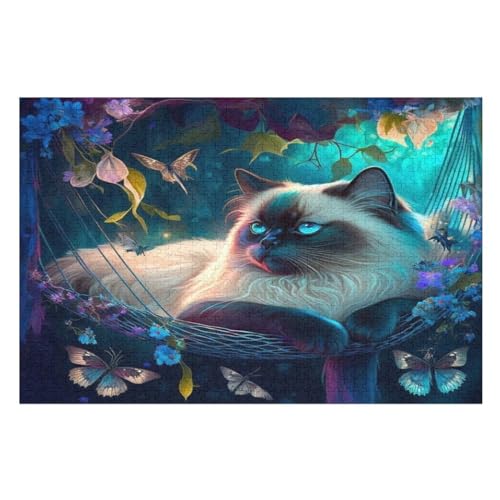 Katze Holzpuzzle 1000 Teile Klassische Puzzles Erwachsene Kinder Puzzle DIY Kit Holzspielzeug Einzigartiges Geschenk （75×50cm） von LHXLHXX