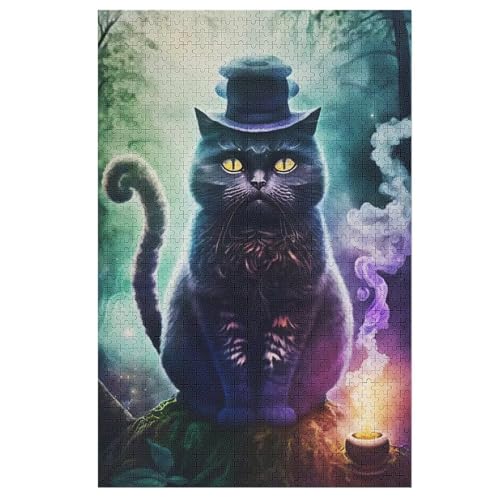 Katze Holzpuzzle 1000 Teile Klassische Puzzles Erwachsene Kinder Puzzle DIY Kit Holzspielzeug Einzigartiges Geschenk 78×53cm von LHXLHXX