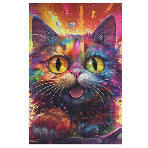 Katze Holzpuzzle 1000 Teile Klassische Puzzles Erwachsene Kinder Puzzle DIY Kit Holzspielzeug Einzigartiges Geschenk 78×53cm von LHXLHXX