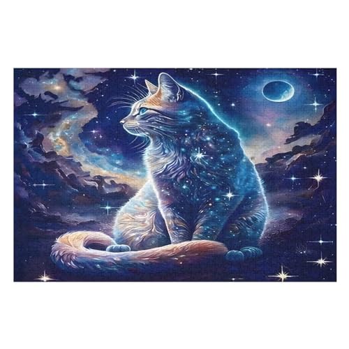 Katze Puzzles 1000 Teile Erwachsener Kniffel Spaß Für Die Ganze Familie, Holzpuzzle Kinder Erwachsene, Impossible Puzzle Schwer （75×50cm） von LHXLHXX