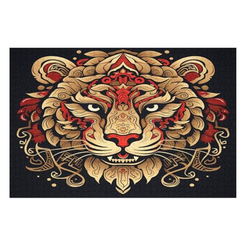 Löwe Holzpuzzle 1000 Teile, Knobelspiele Für Erwachsene, Teenager, Puzzles Unmögliche - Kinder Puzzle Zimmer Deko （75×50cm） von LHXLHXX