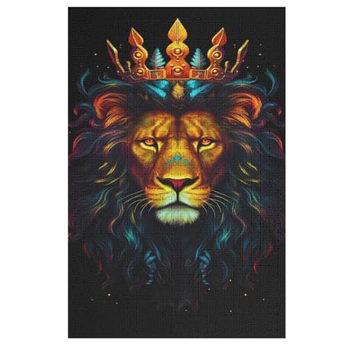 Löwe Holzpuzzle 1000 Teile Klassische Puzzles Erwachsene Kinder Puzzle DIY Kit Holzspielzeug Einzigartiges Geschenk 78×53cm von LHXLHXX