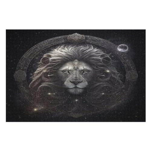 Löwe -Puzzle, 1000 Teile,Holzpuzzle Für Erwachsene Kinder, Lustiges Spielzeug, Denkspiel, Bildungsspiel, （75×50cm） von LHXLHXX