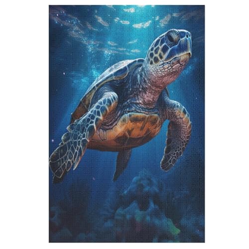 Meeresschildkröten Puzzle Für Erwachsene 1000 Teile Premium Recyceltes Brett Zum Lernen, Lernspielzeug, Familienspiele Kinder Holzpuzzle 78×53cm von LHXLHXX