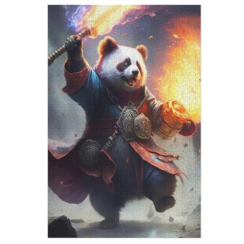 Panda Holzpuzzle - 1000 Teiliges Jigsaw Knobelspiel - Puzzle Für Erwachsene & Kinder - Outdoor & Reisespielzeug 78×53cm von LHXLHXX