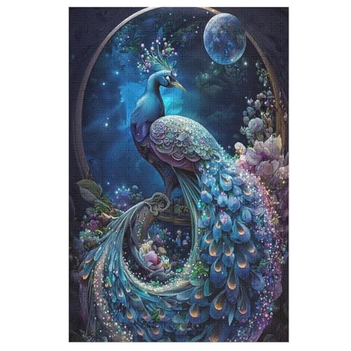 Pfau Holzpuzzle 1000 Teile Klassische Puzzles Erwachsene Kinder Puzzle DIY Kit Holzspielzeug Einzigartiges Geschenk 78×53cm von LHXLHXX