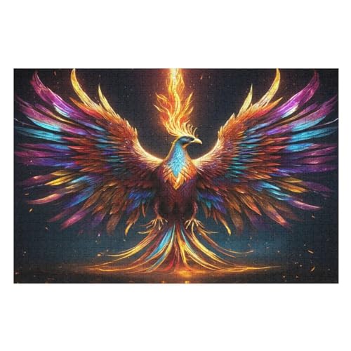 Phönix -Puzzle, 1000 Teile,Holzpuzzle Für Erwachsene Kinder, Lustiges Spielzeug, Denkspiel, Bildungsspiel, （75×50cm） von LHXLHXX