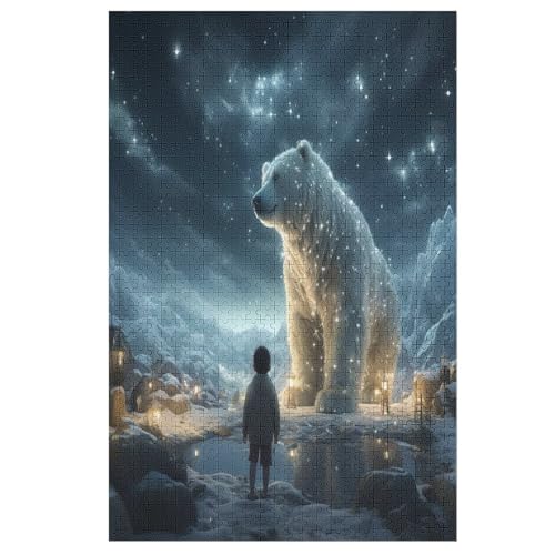 Polar Bär Holzpuzzle 1000 Teile, Knobelspiele Für Erwachsene, Teenager, Puzzles Unmögliche - Kinder Puzzle Zimmer Deko 78×53cm von LHXLHXX