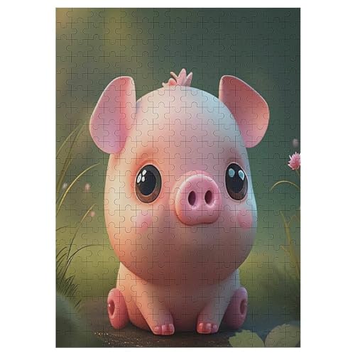 Puzzle 300 Teile Cute Schwein Holzpuzzle Für Erwachsene Lernspiel Herausforderungsspielzeug The Puzzles Für Erwachsene Kinder 42×30cm von LHXLHXX