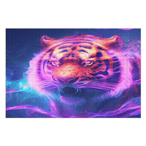 Puzzles Tiger, 1000 Teile, Puzzle Aus Holz Für Erwachsene Und Kinder Ab 12 Jahren, Lernspielzeug （75×50cm） von LHXLHXX