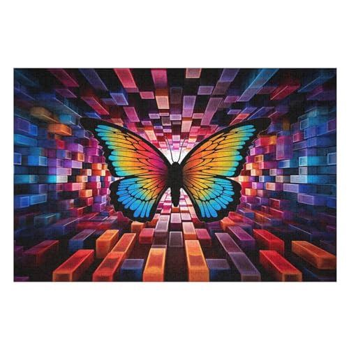 Schmetterling 1000 Teile Premium-Puzzles Für Erwachsene Kinder- Holzpuzzles Spaß Und Lernspiele - Perfekte Puzzle-Geschenke （75×50cm） von LHXLHXX
