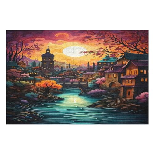 Stadtarchitektur Puzzles 1000 Teile Erwachsener Kniffel Spaß Für Die Ganze Familie, Holzpuzzle Kinder Erwachsene, Impossible Puzzle Schwer （75×50cm） von LHXLHXX