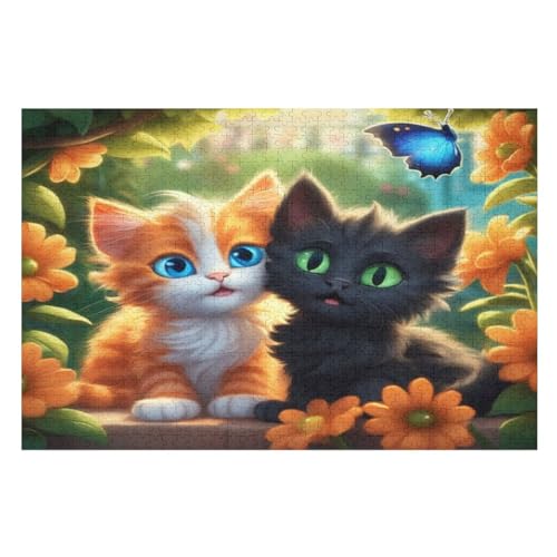 Süße Katze-Puzzle Für Erwachsene, 1000 Teile, Holzpuzzle, Kinderpuzzle, Dekompressionsspiel, Spielzeugpuzzle （75×50cm） von LHXLHXX