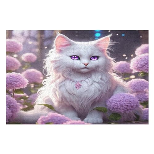 Süße Katze Puzzles 1000 Teile Erwachsener Kniffel Spaß Für Die Ganze Familie, Holzpuzzle Kinder Erwachsene, Impossible Puzzle Schwer （75×50cm） von LHXLHXX