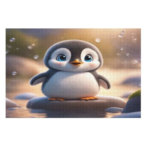 Süßer Pinguin Puzzles 1000 Teile Erwachsener Kniffel Spaß Für Die Ganze Familie, Holzpuzzle Kinder Erwachsene, Impossible Puzzle Schwer （75×50cm） von LHXLHXX