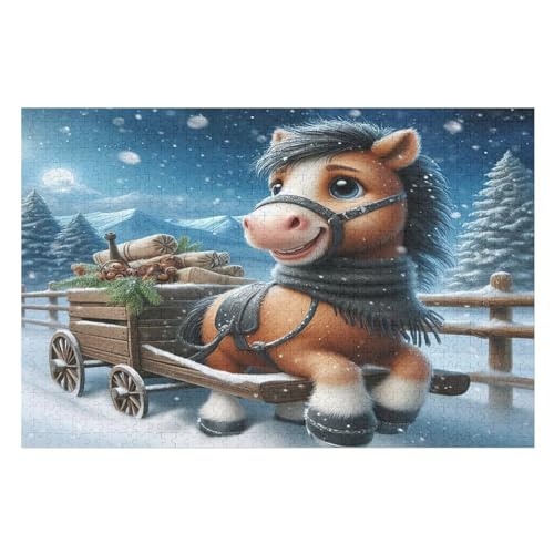 Süßes Horse Puzzles 1000 Teile Erwachsener Kniffel Spaß Für Die Ganze Familie, Holzpuzzle Kinder Erwachsene, Impossible Puzzle Schwer （75×50cm） von LHXLHXX